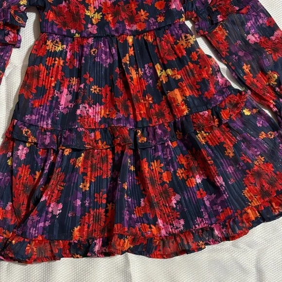 Zac Posen Kids Floral Dress in Red and Purple - Picture 6 of 7